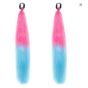 2-Ponytail Extension with Elastic Tie Hair Band 24" Long Straight